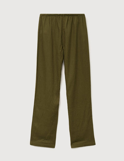 Pantalon standard fluide vert olive femme