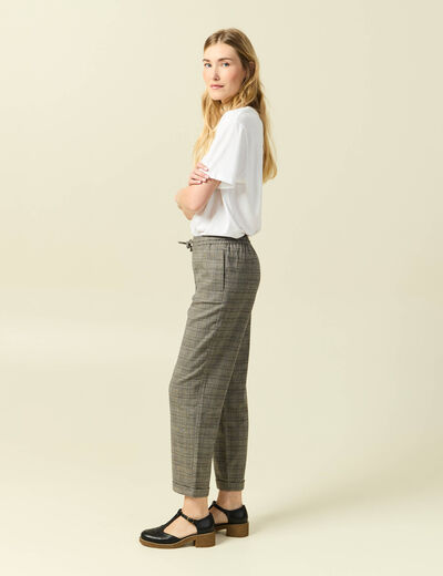 Pantalon taille haute fluide noir femme