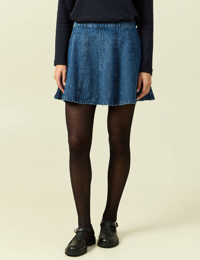 Mini-jupe en coton aspect jeans denim stone femme