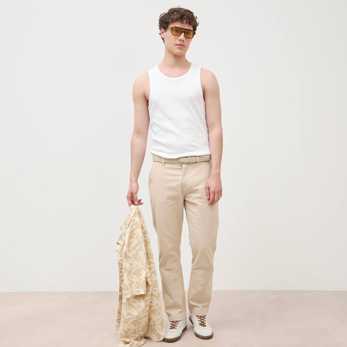 Pantalon chino avec ceinture sable homme