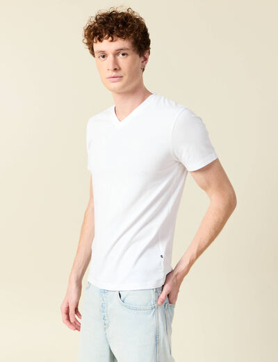 T-shirt col V homme Instinct blanc homme