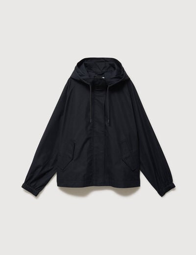 Parka oversize d&eacute;perlante &agrave; capuche noir femme
