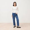 Pull col rond manches longues ecru femme