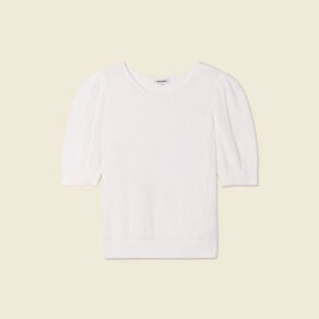 pull manches courtes ajoure creme femme Pull manches courtes ajouré creme femme