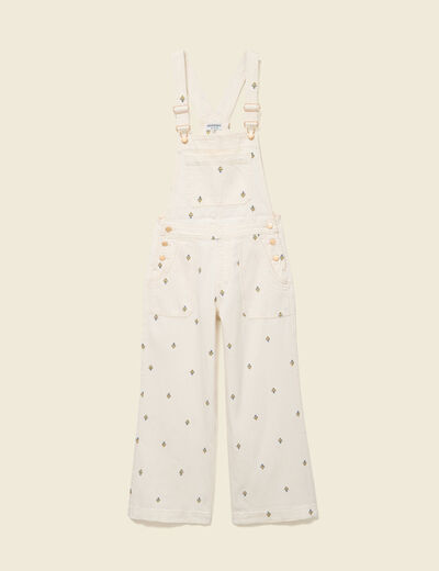 Salopette en jeans &agrave; fines bretelles denim blanc femme