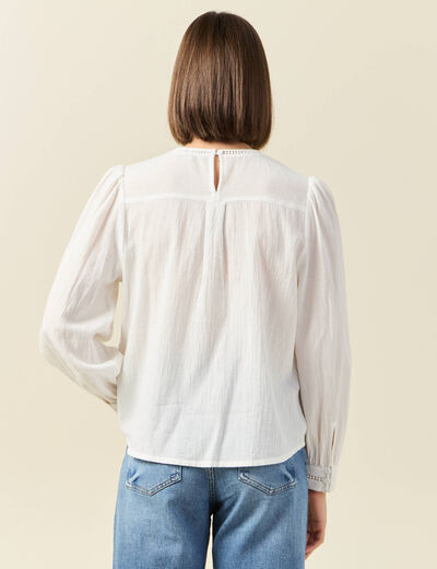 Blouse manches longues blanc femme