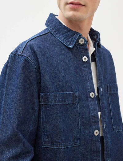 Surchemise en jeans coton coupe droite denim brut homme