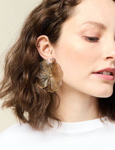 Boucles d'oreilles pendantes couleur or femme