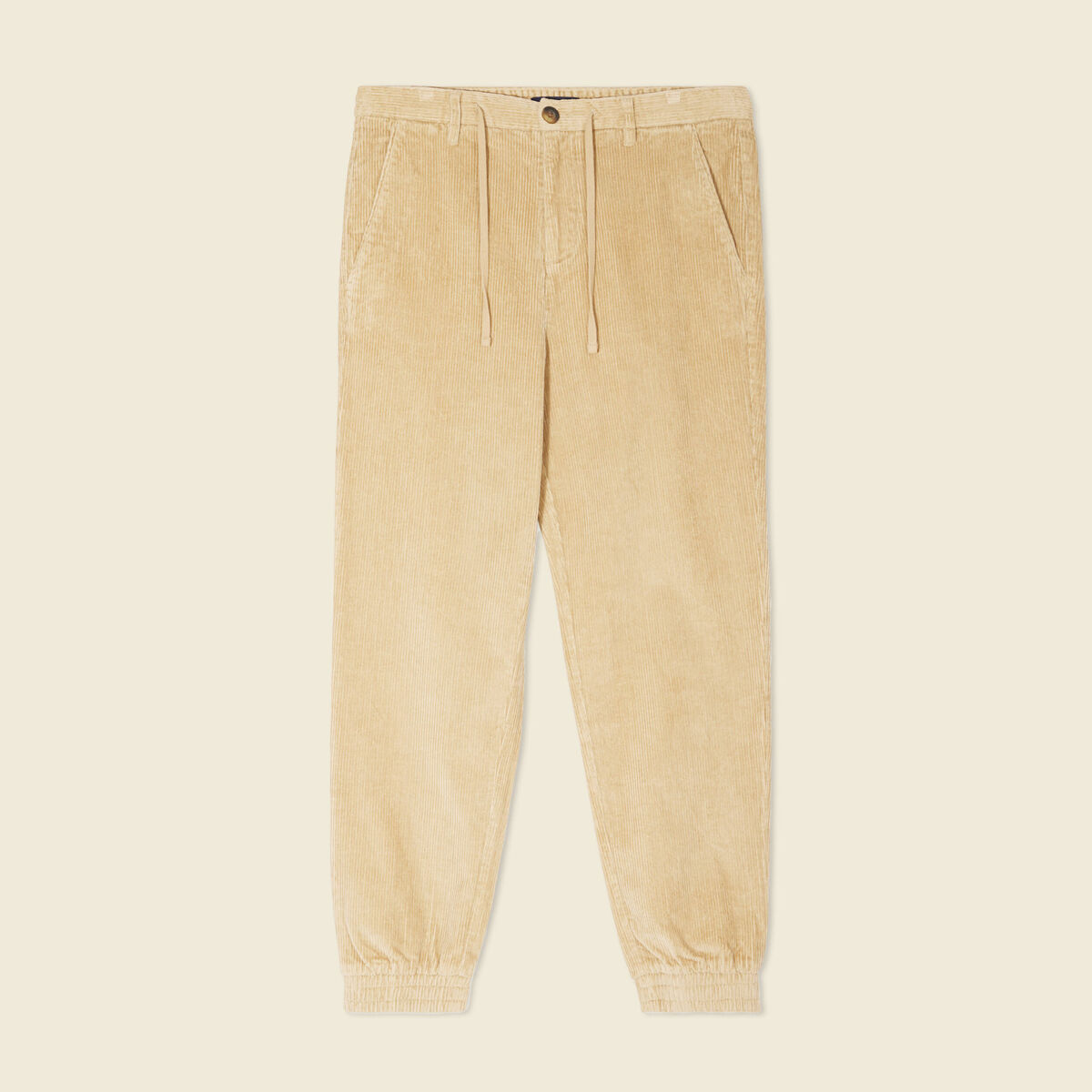 Pantalon jogger velours côtelé beige homme