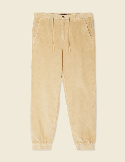 Pantalon jogger velours côtelé beige homme