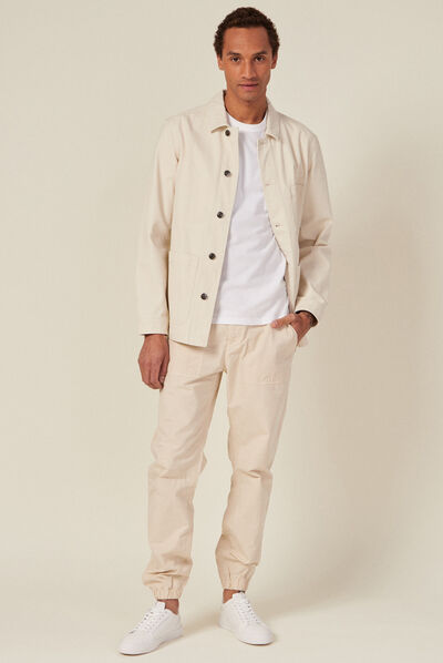 Jogger droit bas resserré beige homme