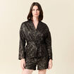 Kimono oversize manches longues ceinture couleur or femme