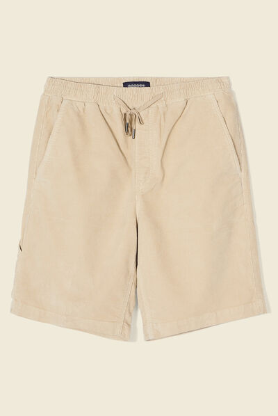 Bermuda droit en velours beige homme