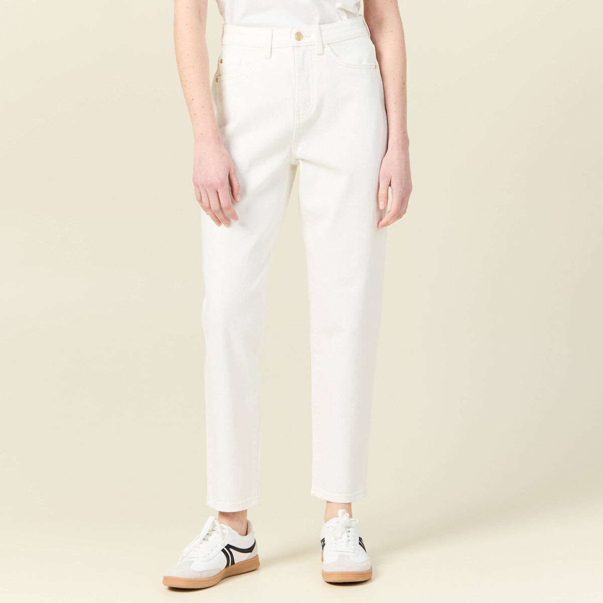 Jeans mom 7/8ème denim blanc femme
