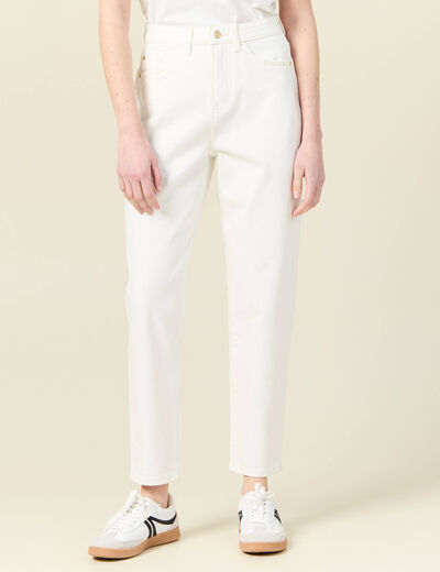Jeans mom 7/8ème denim blanc femme