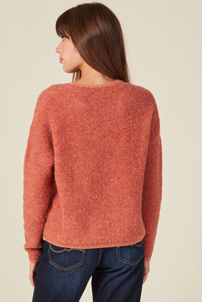 Pull éco-responsable orange foncé femme