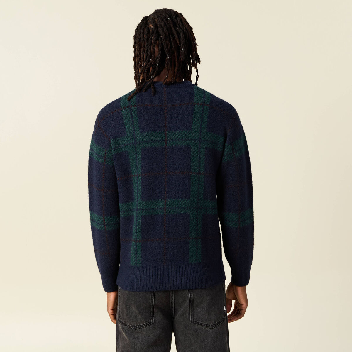 Pull manches longues bleu marine homme