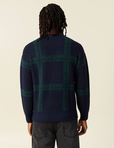 Pull manches longues bleu marine homme