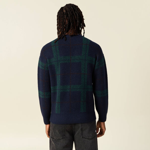 Pull manches longues bleu marine homme