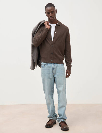 Cardigan manches longues marron homme