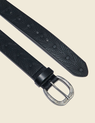Ceinture embossée noir femme