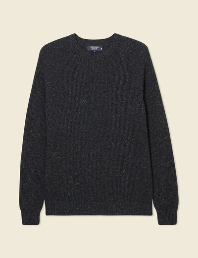 Pull manches longues fabriqué en France gris foncé homme