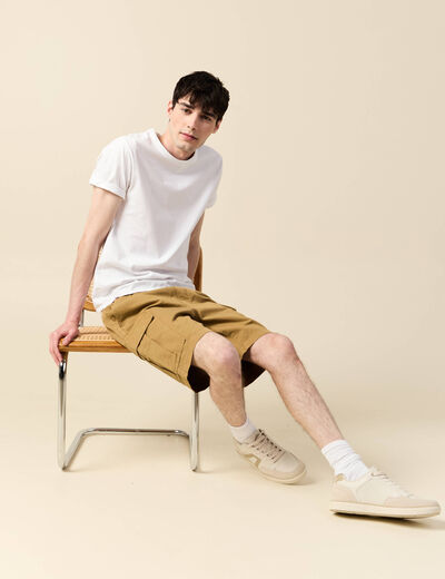 Bermuda droit cargo camel homme