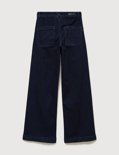 Jeans large taille haute denim brut rinse femme