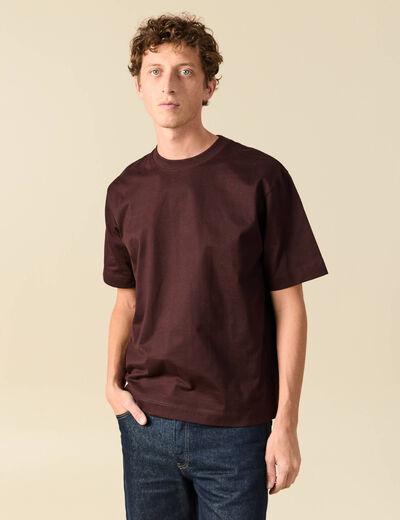 T-shirt en coton marron fonc&eacute; homme