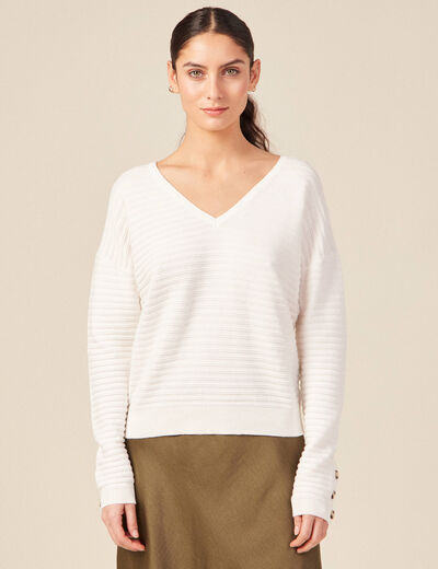 Pull éco-responsable ecru femme