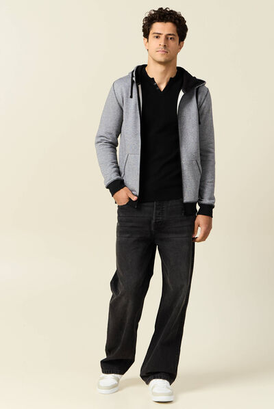 Gilet manches longues zippé bleu marine homme