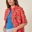 Chemise en coton manches courtes orange femme