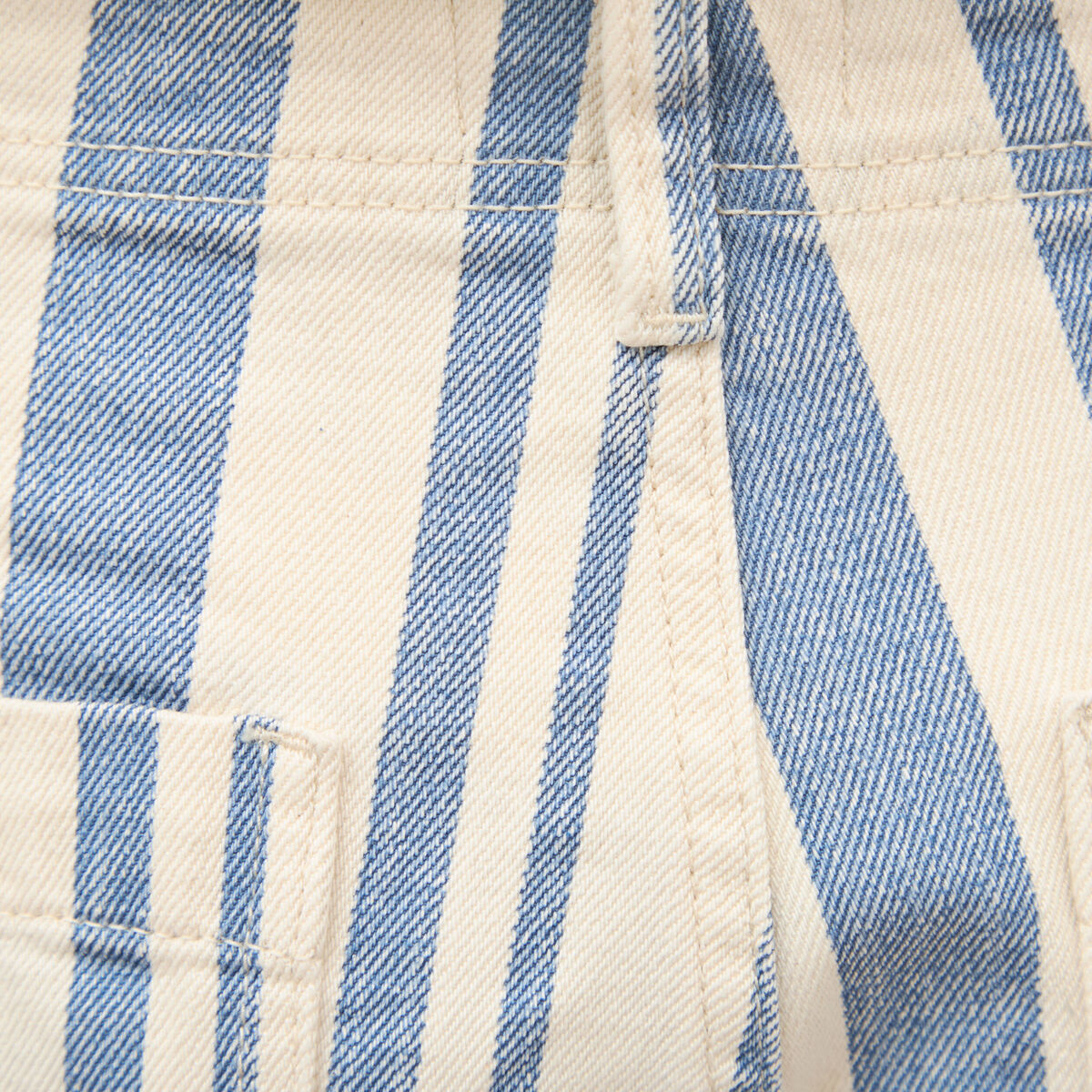 Jeans large cropped taille haute ray&eacute; bleu ciel femme