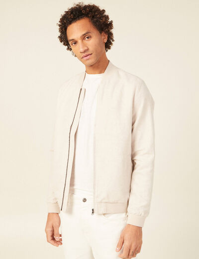 Veste droite zippée beige homme