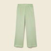 Pantalon large taille haute fluide vert clair femme