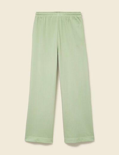 Pantalon large taille haute fluide vert clair femme