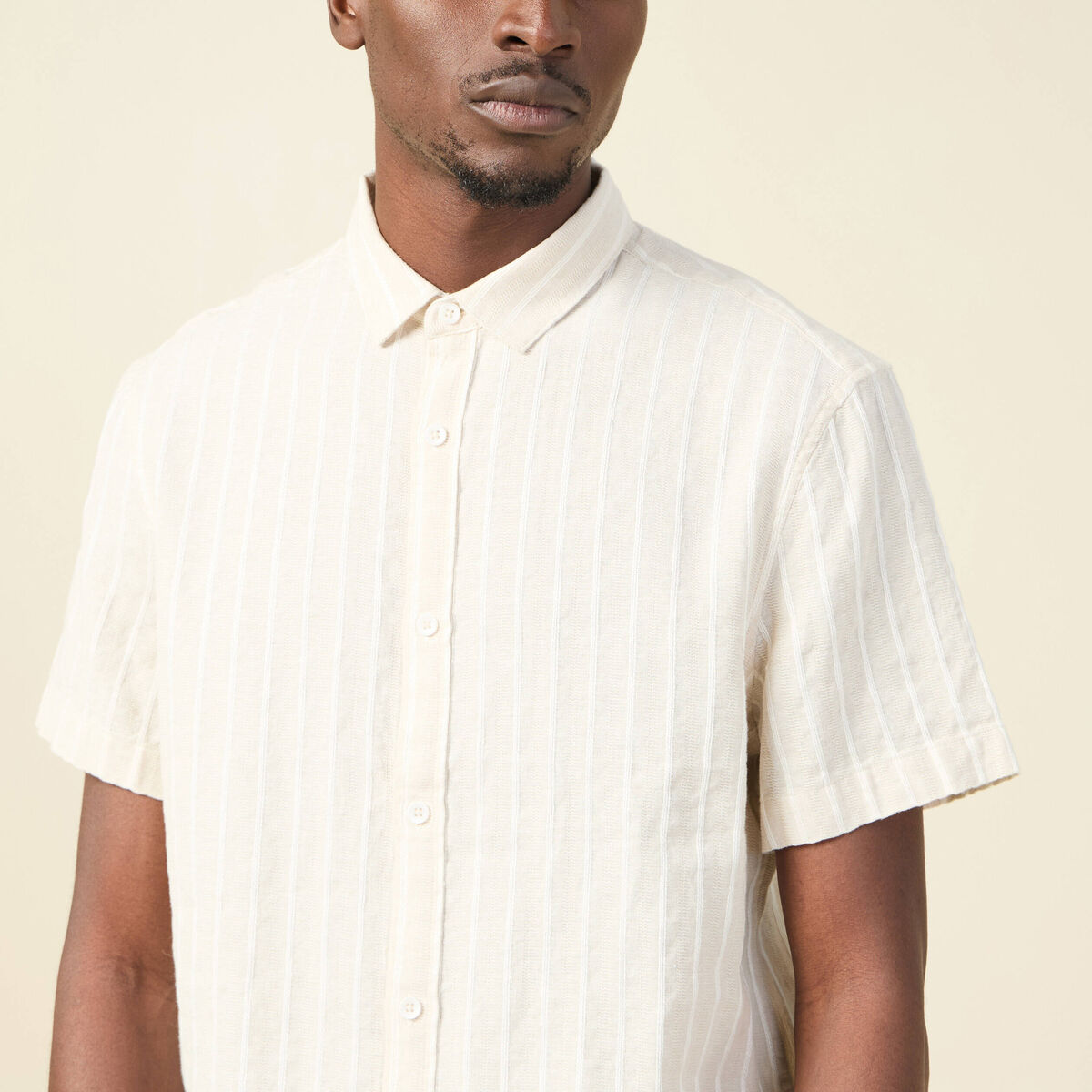 Chemise manches courtes ecru homme