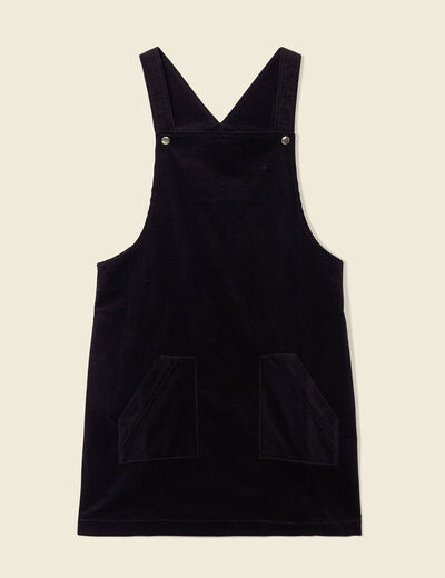 Robe chasuble trap&egrave;ze velours noir femme