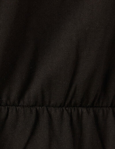 Robe midi droite drapée noir femme