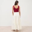 Jupe longue &eacute;vas&eacute;e en coton doubl&eacute;e ecru femme