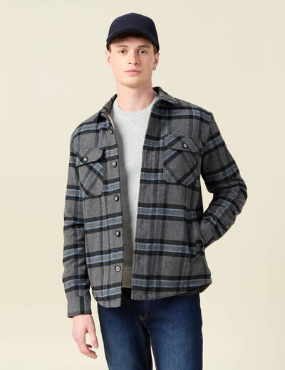 Veste surchemise droite bleu gris homme