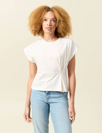T-shirt manches courtes creme femme