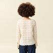 T-shirt manches longues en dentelle ecru femme