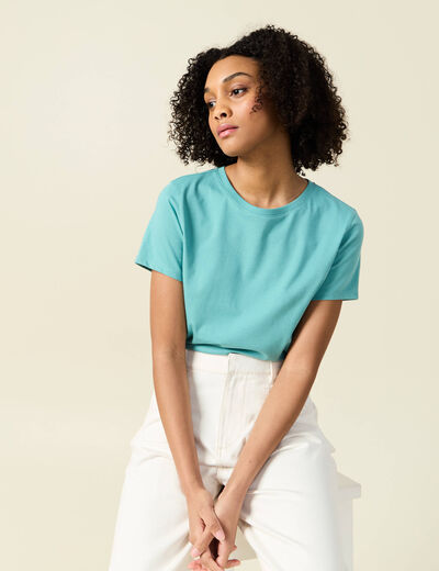 T-shirt éco-responsable bleu turquoise femme