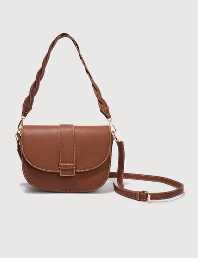Sac &agrave; rabat en bandouli&egrave;re camel femme