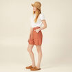 Bermuda large ceinturé orange femme