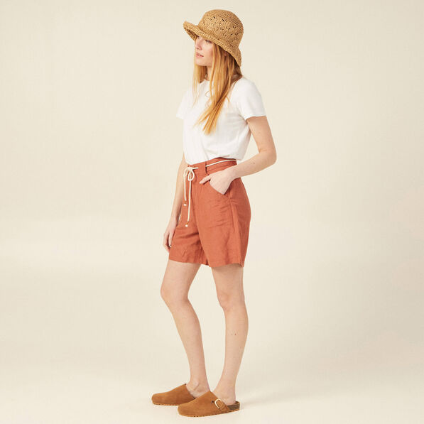 Bermuda large ceinturé orange femme