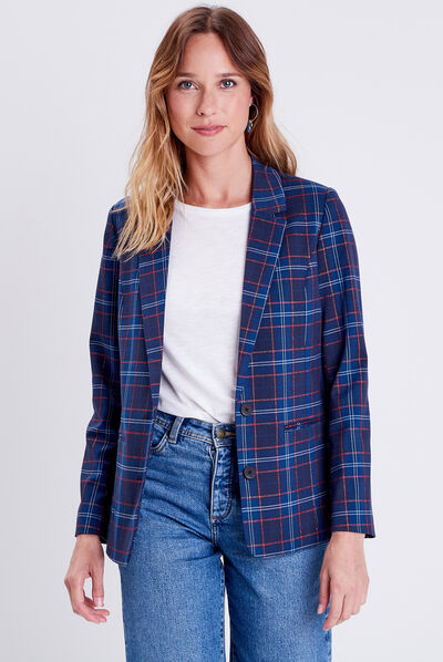 Veste esprit blazer droite bleu marine femme
