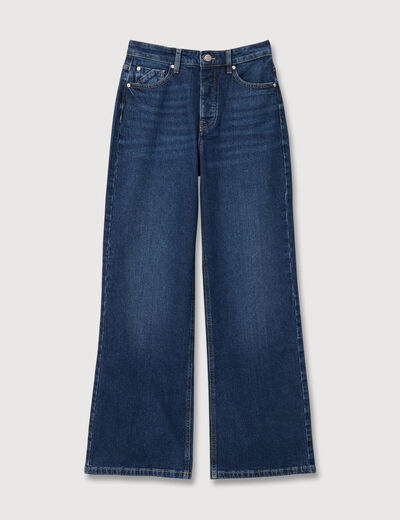 Jeans large taille haute denim brut femme