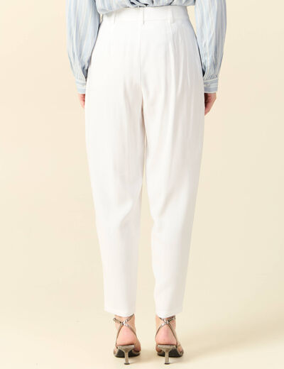 Pantalon slouchy taille haute blanc femme